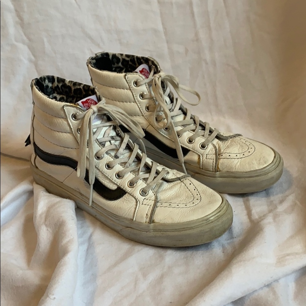 White VANS high top skate hi Pro white leather